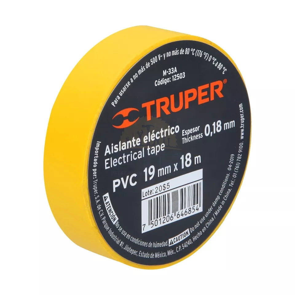 Truper PVC Electrical Tape 3/4-Inch by 60 ft (19mm x 18m)- Available in Various Colours, Black, White, Yellow, Grey, Red, Blue and Green Truper PVC Electrical Tape 3/4-Inch by 60 ft (19mm x 18m)- Available in Various Colours, Black, White, Yellow, Grey, Red, Blue and Green